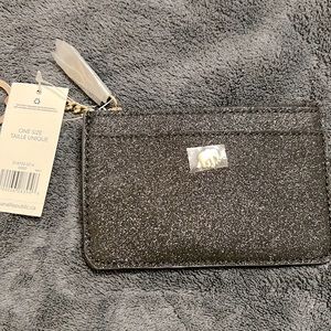 Black sparkly key ring wallet by Banana Republic.
